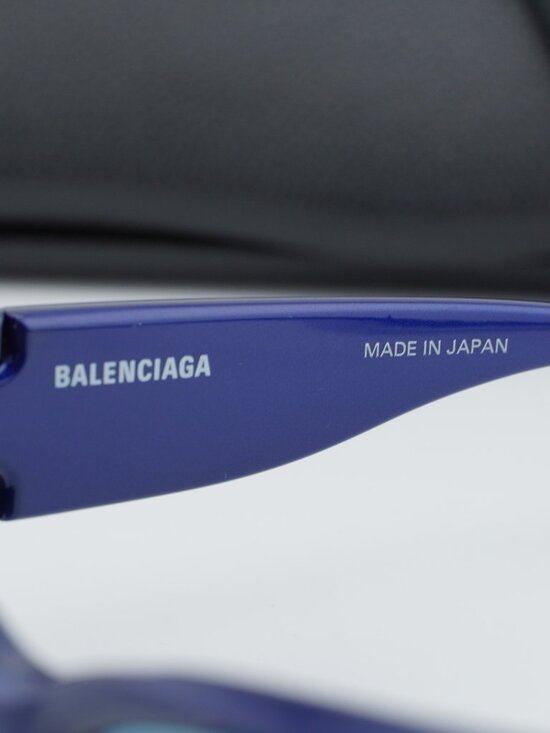 Balenciaga BB0157S 009 Geometric Sport Sunglasses - Blue / Blue Mirror main image 3